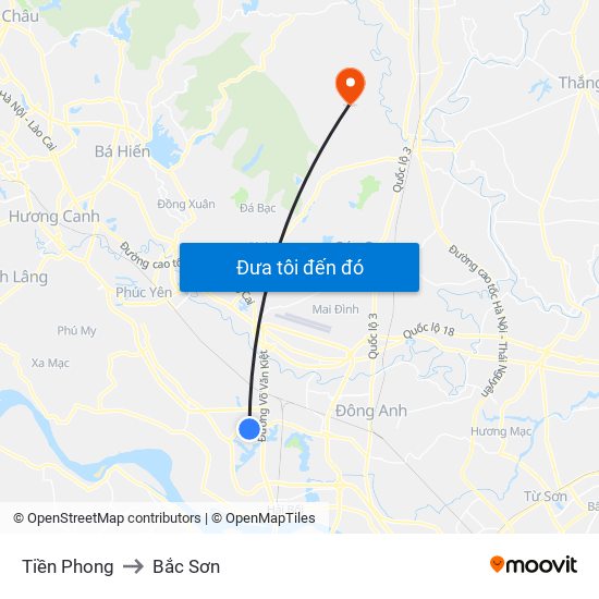 Tiền Phong to Bắc Sơn map