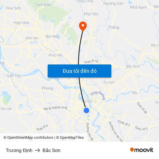 Trương Định to Bắc Sơn map