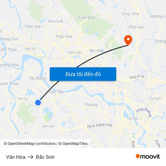 Vân Hòa to Bắc Sơn map