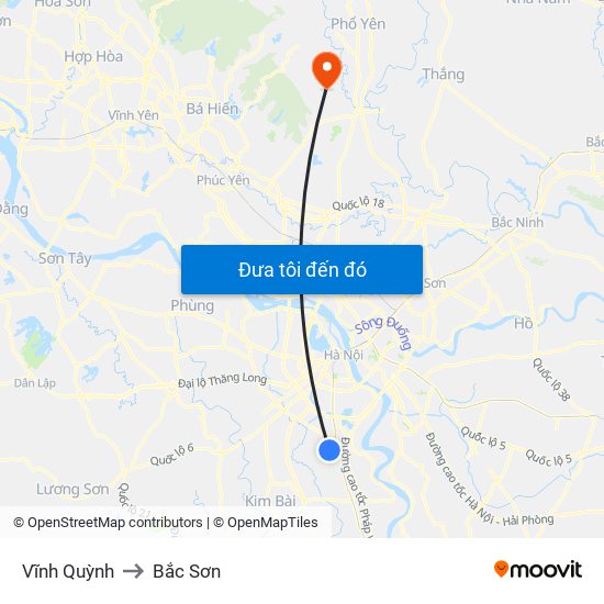 Vĩnh Quỳnh to Bắc Sơn map