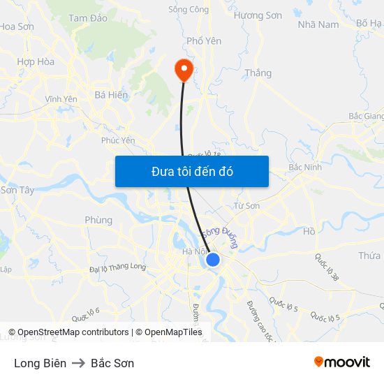 Long Biên to Bắc Sơn map