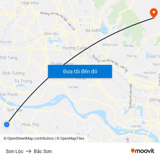 Sơn Lộc to Bắc Sơn map