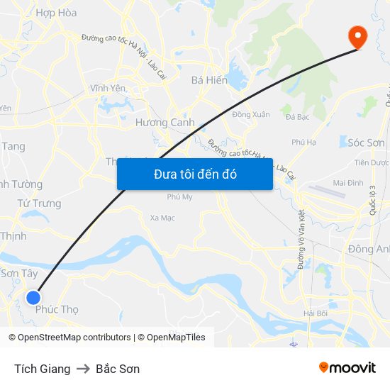 Tích Giang to Bắc Sơn map