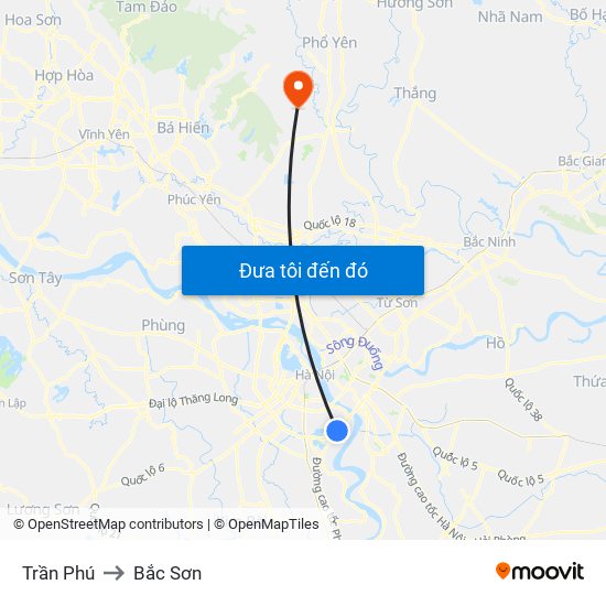 Trần Phú to Bắc Sơn map