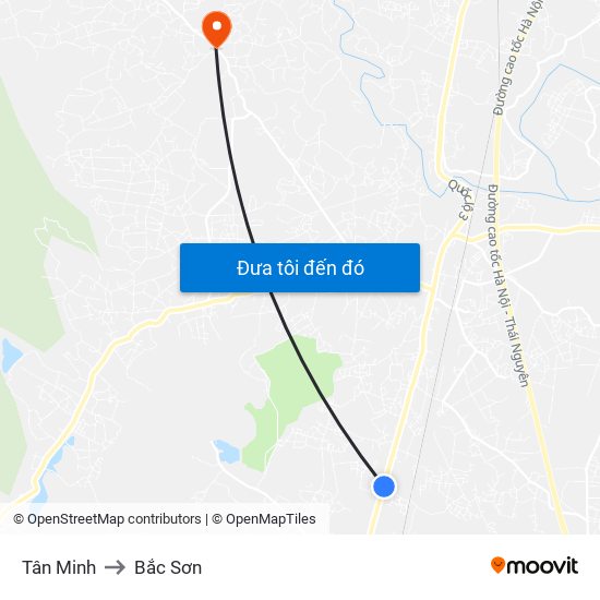 Tân Minh to Bắc Sơn map