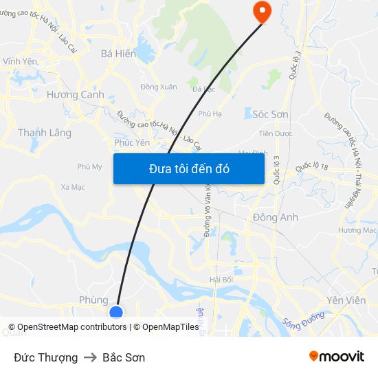 Đức Thượng to Bắc Sơn map