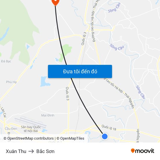 Xuân Thu to Bắc Sơn map