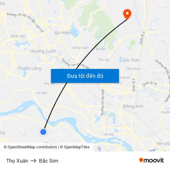 Thọ Xuân to Bắc Sơn map