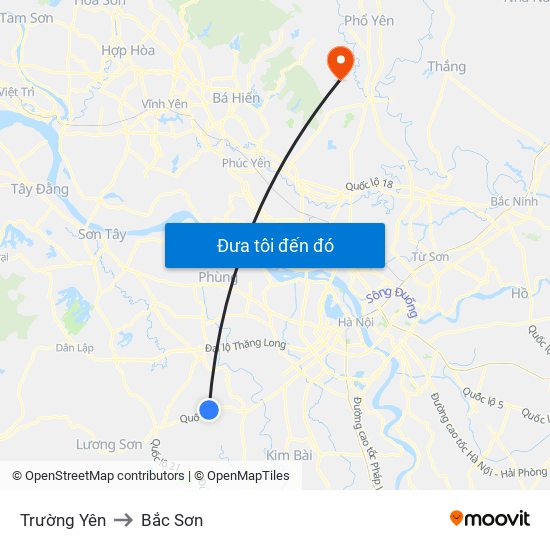 Trường Yên to Bắc Sơn map