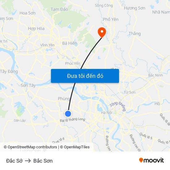 Đắc Sở to Bắc Sơn map