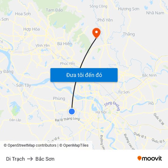 Di Trạch to Bắc Sơn map