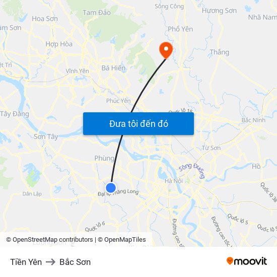 Tiền Yên to Bắc Sơn map