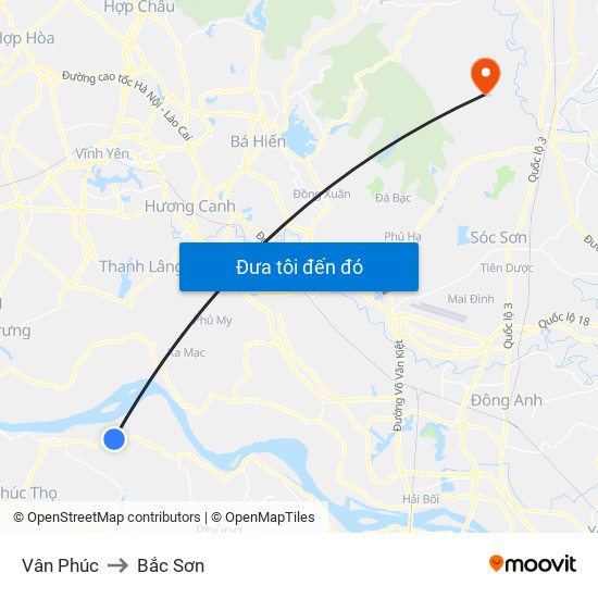 Vân Phúc to Bắc Sơn map