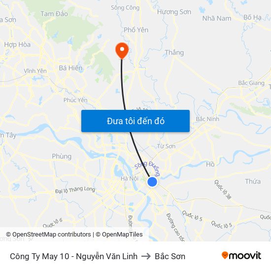 Công Ty May 10 - Nguyễn Văn Linh to Bắc Sơn map