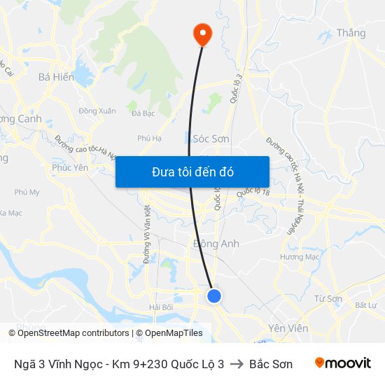 Ngã 3 Vĩnh Ngọc - Km 9+230 Quốc Lộ 3 to Bắc Sơn map