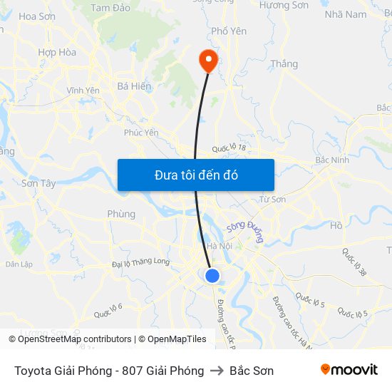 Toyota Giải Phóng - 807 Giải Phóng to Bắc Sơn map