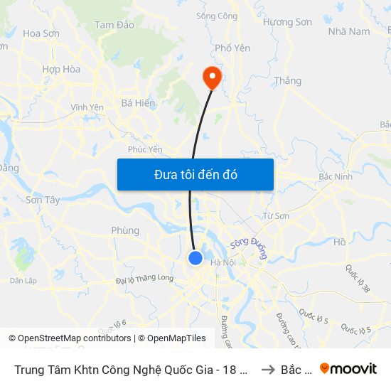 Trung Tâm Khtn Công Nghệ Quốc Gia - 18 Hoàng Quốc Việt to Bắc Sơn map