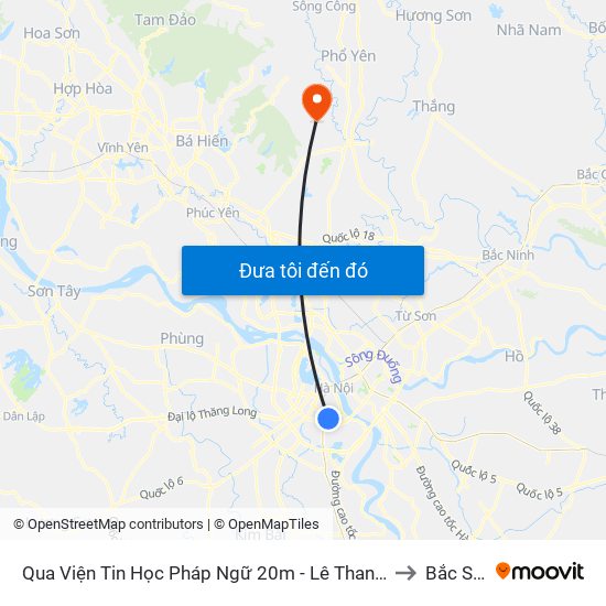 Qua Viện Tin Học Pháp Ngữ 20m - Lê Thanh Nghị to Bắc Sơn map