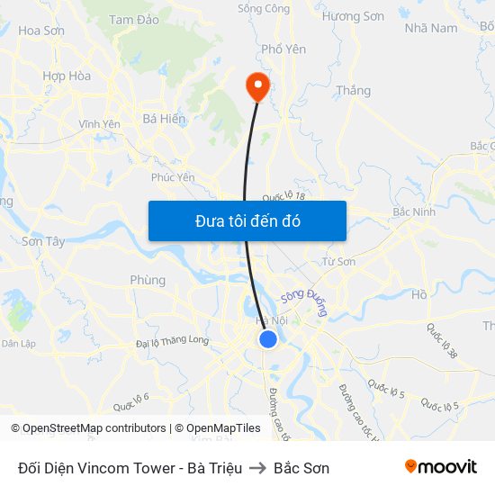 Đối Diện Vincom Tower - Bà Triệu to Bắc Sơn map