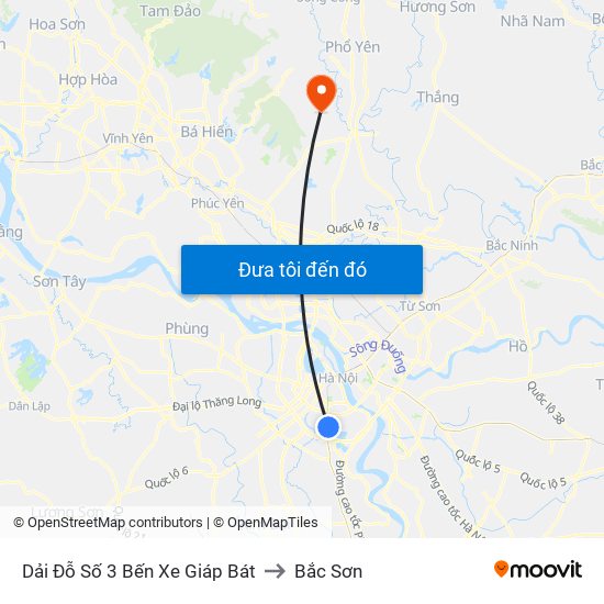 Dải Đỗ Số 3 Bến Xe Giáp Bát to Bắc Sơn map