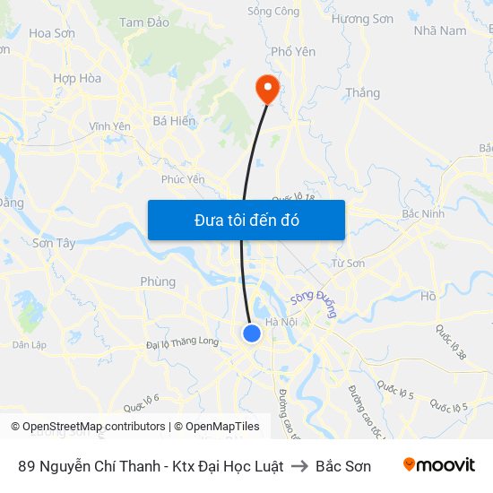 89 Nguyễn Chí Thanh - Ktx Đại Học Luật to Bắc Sơn map