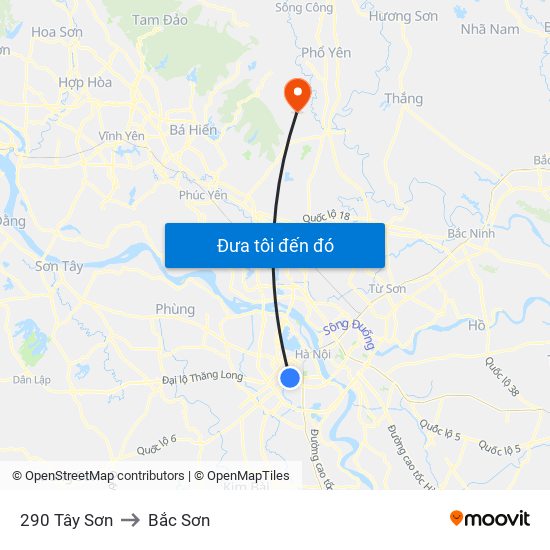 290 Tây Sơn to Bắc Sơn map