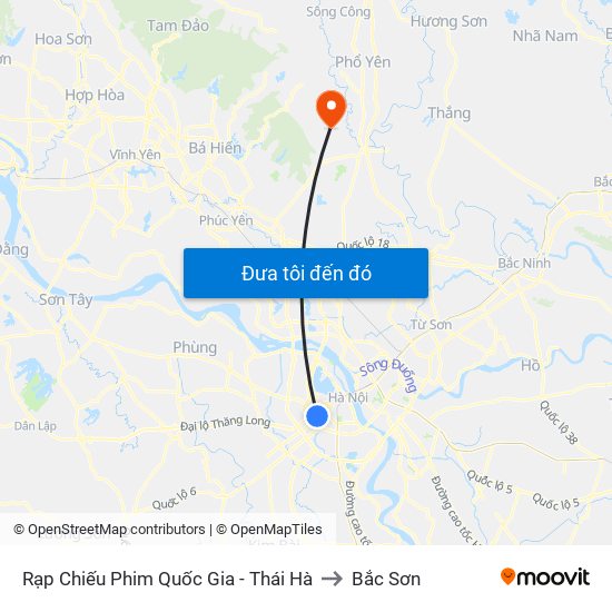 Rạp Chiếu Phim Quốc Gia - Thái Hà to Bắc Sơn map