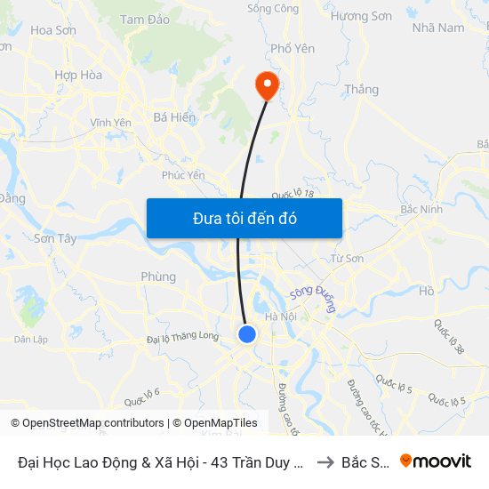 Đại Học Lao Động & Xã Hội - 43 Trần Duy Hưng to Bắc Sơn map