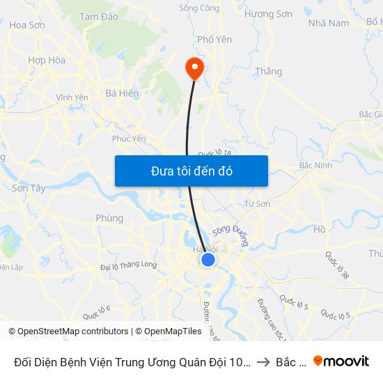 Đối Diện Bệnh Viện Trung Ương Quân Đội 108 - Trần Hưng Đạo to Bắc Sơn map