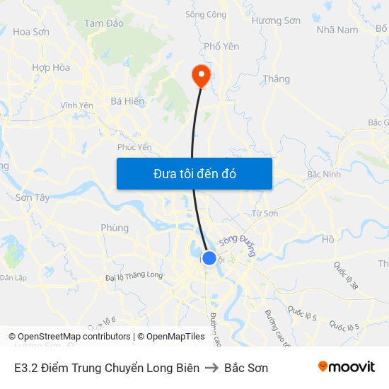 E3.2 Điểm Trung Chuyển Long Biên to Bắc Sơn map
