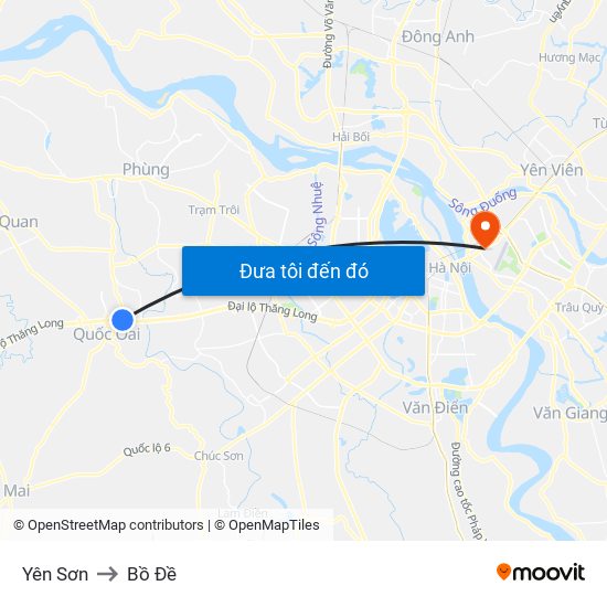 Yên Sơn to Bồ Đề map