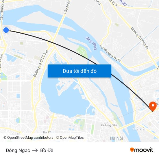 Đông Ngạc to Bồ Đề map