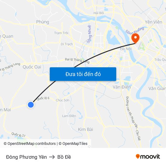 Đông Phương Yên to Bồ Đề map