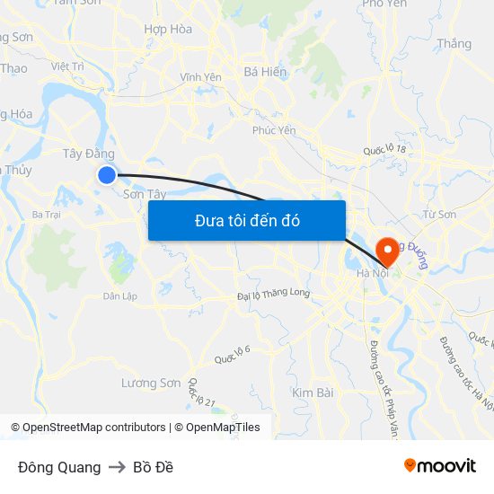 Đông Quang to Bồ Đề map