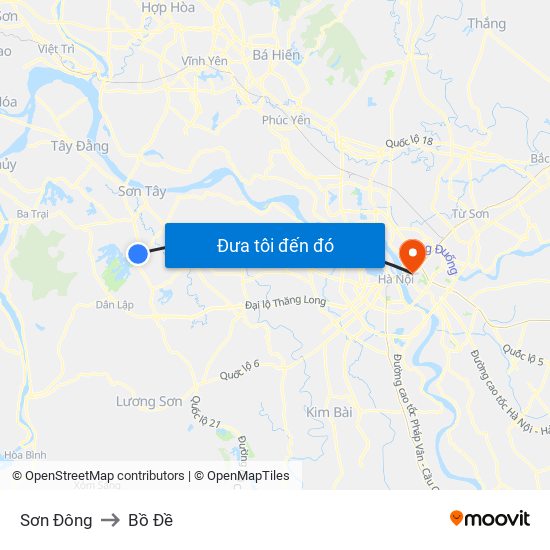 Sơn Đông to Bồ Đề map