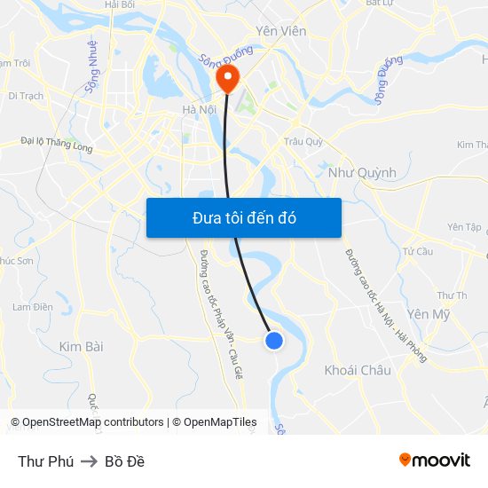 Thư Phú to Bồ Đề map