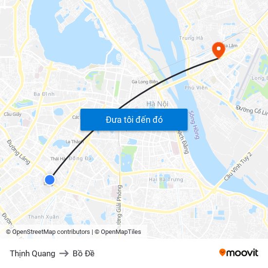 Thịnh Quang to Bồ Đề map