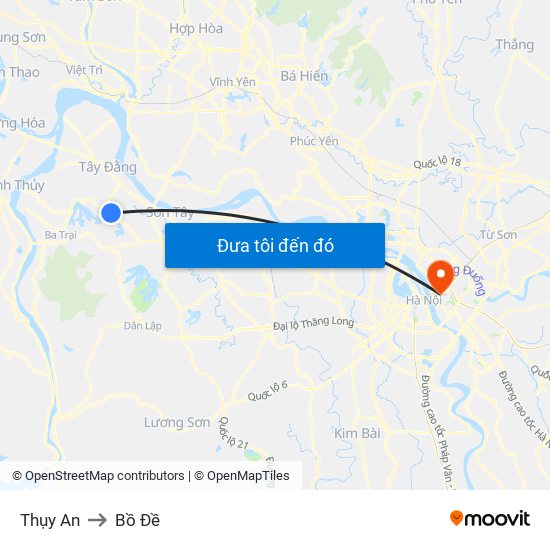 Thụy An to Bồ Đề map