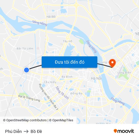 Phú Diễn to Bồ Đề map