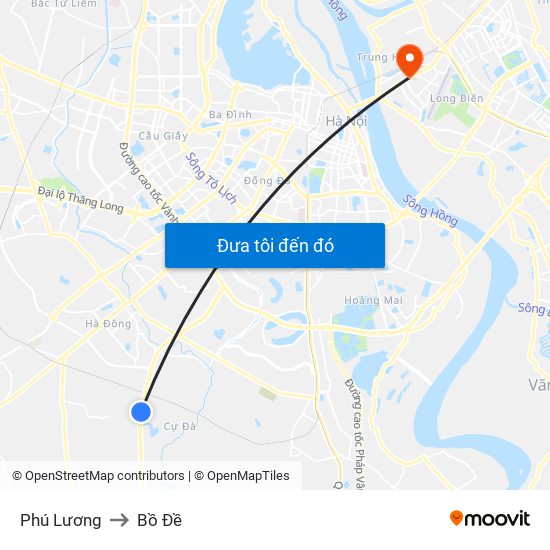Phú Lương to Bồ Đề map