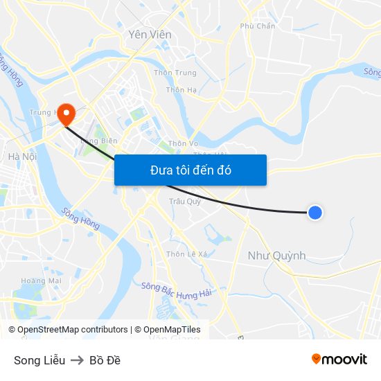 Song Liễu to Bồ Đề map