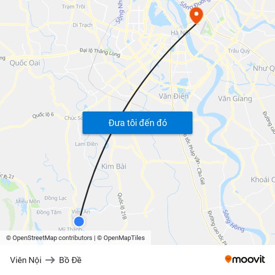 Viên Nội to Bồ Đề map