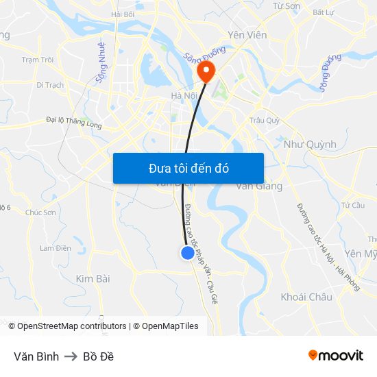 Văn Bình to Bồ Đề map