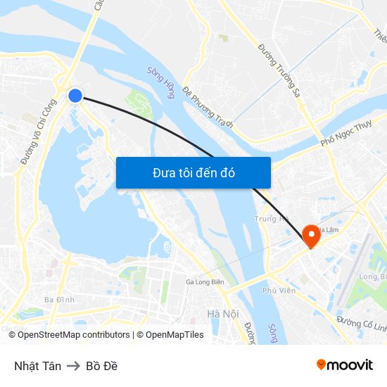 Nhật Tân to Bồ Đề map