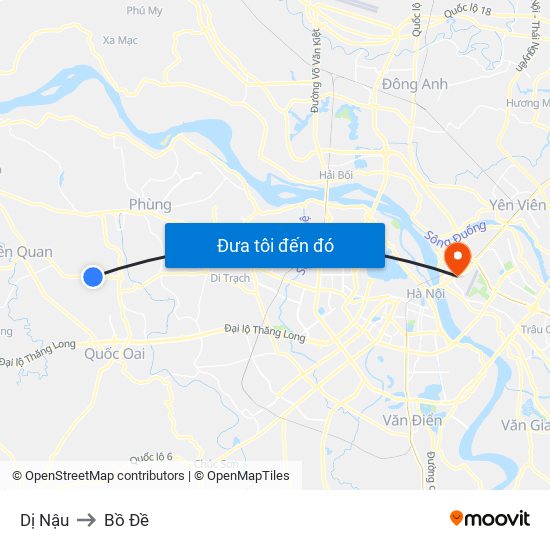 Dị Nậu to Bồ Đề map