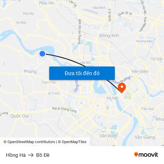 Hồng Hà to Bồ Đề map