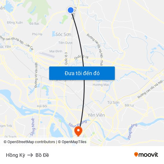 Hồng Kỳ to Bồ Đề map