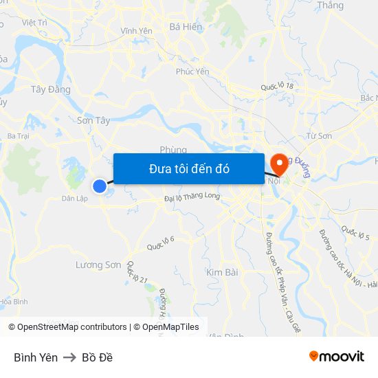 Bình Yên to Bồ Đề map