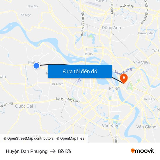 Huyện Đan Phượng to Bồ Đề map