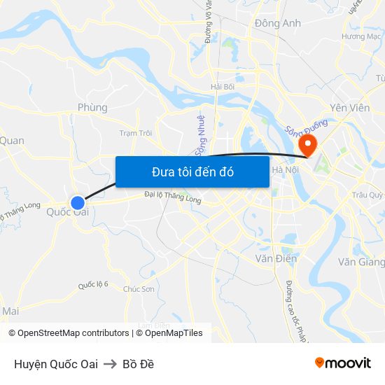 Huyện Quốc Oai to Bồ Đề map